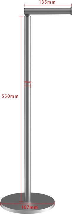 Image du produit Intirilife Porte-papier hygiénique autoportant en acier inoxydable - Hauteur 55 cm