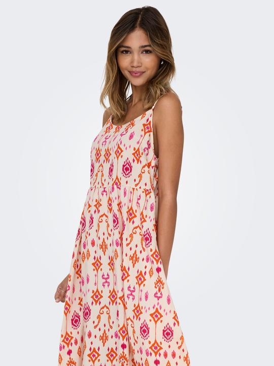 Actual product image Only Normal geschnitten Kleiner Stehkragen mit Knopfleiste Verstellbare Träger Langes Kleid Kleid (XL)