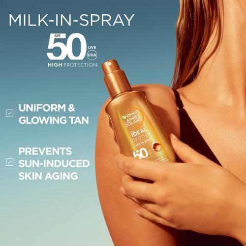 Actual product image Garnier Ambre Solaire Ideal Bronze Milk-In-Spray (Sun spray, SPF 50, 150 ml)