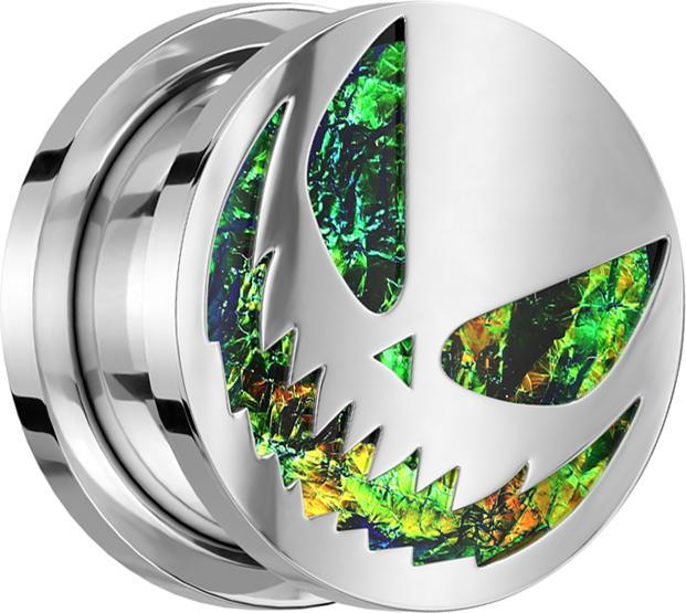 Immagine prodotto Star Piercing Flesh Plug argento Opale Glitter con sorriso di Halloween (senza ottone, Acciaio chirurgico 316L)
