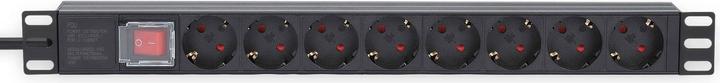 Actual product image Intellinet 19" 8-way socket strip / PDU, protective contact, 1 U