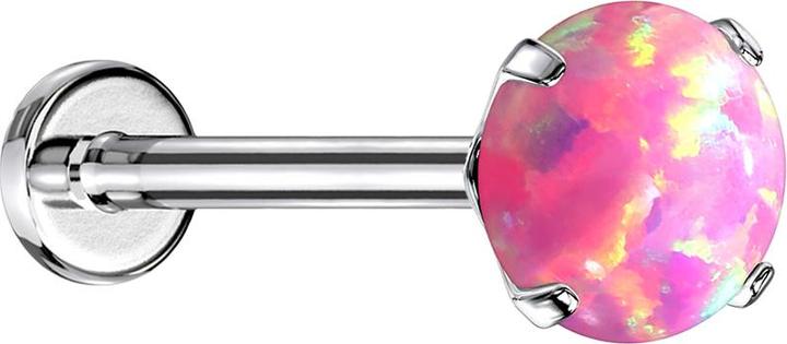Produktbild Star Piercing Micro Threadless Labret silber Opal pink gefasst (ohne Messing, Chirurgenstahl 316L)