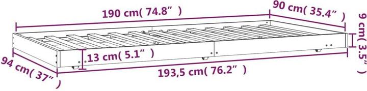 Image du produit VidaXL Bett Kiefer (90 x 190 cm)