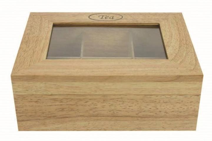Immagine prodotto Cosy&Trendy Scatola da tè con 6 scomparti, coperchio in vetro, legno, 23,8x18,8 cm