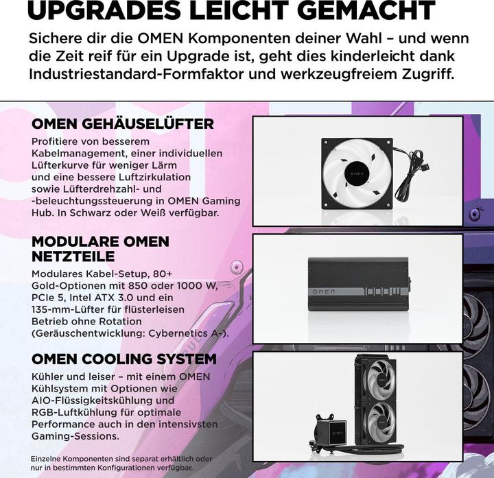 Produktbild HP OMEN GT16-0477ng 35L Gaming Desktop AMD Ryzen™ 7 8700F 64GB/2TB SSD RTX 4070 SUPER Windows 11 (AMD Ryzen 7 8700F, 65.54 GB, 2000 GB, GeForce RTX 4070 Super)