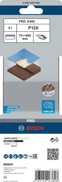 Produktbild Bosch Professional Zubehör PRO X440 Schleifband, 75 x 480 mm, G120 (120)