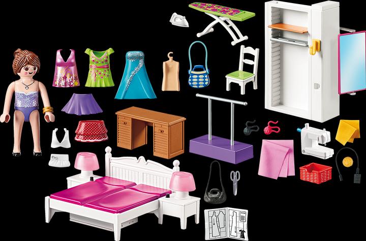 Immagine prodotto Playmobil Camera da letto con angolo cucito (70208, Casa delle bambole Playmobil)