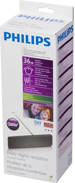 Produktbild Philips DVB-T Flach-Zimmerantenne (Flachantenne, Zimmerantenne, 38 dB, DVB-T / -T2, DVB-S / -S2)