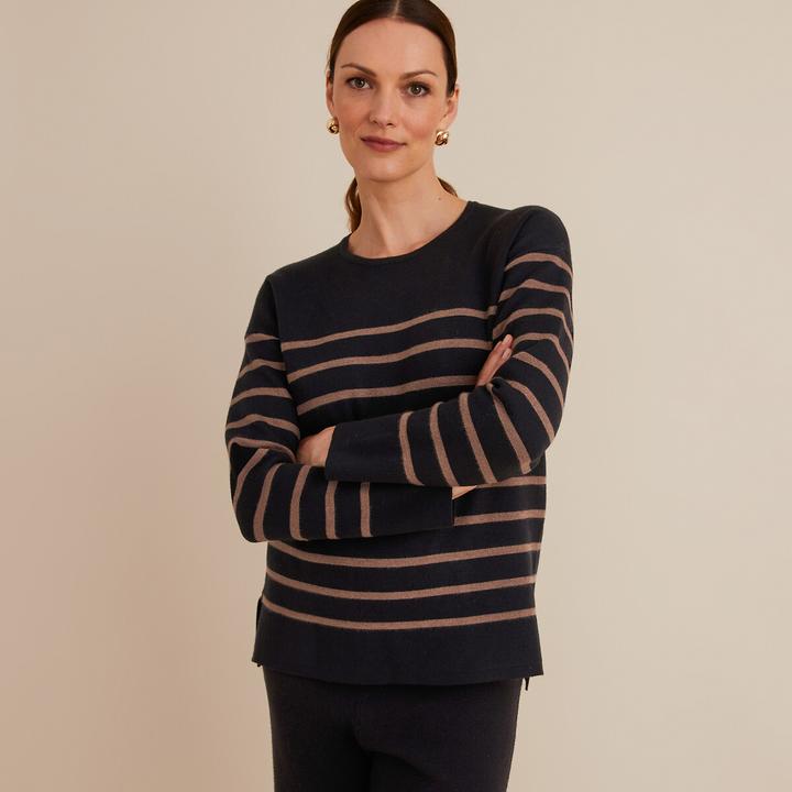 Immagine prodotto Anne Weyburn Maglia a righe a maglia fine con scollo rotondo (42)
