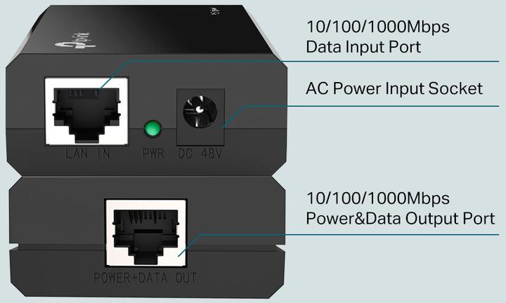 Immagine prodotto TP-Link Adattatore iniettore PoE+ TL-POE160S Porte LAN Ethernet (RJ-45) 1x10 (802,3at (PoE+), 802.3af (PoE), 30 W)
