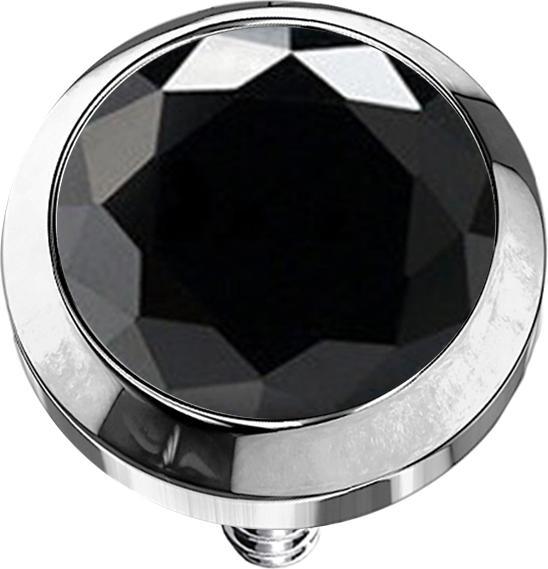 Star Piercing Dermal Anchor silber mit Kristall schwarz (ohne Messing, Titan G23)