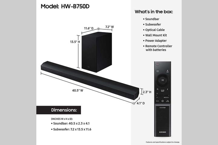 Productafbeelding Samsung Soundbar HW-B650D, verbindingsopties: WLAN (Wi-Fi) (400 W, 3.1 kanalen)
