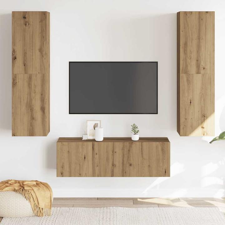 Produktbild VidaXL TV-Wandschränke 3 Stk. Artisan-Eiche Holzwerkstoff HiFi-Schrank (100 x 30 x 30 cm)