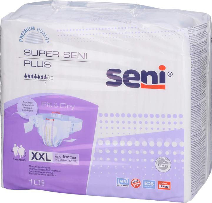 Actual product image Seni Plus Windelhosen XXL atmungsaktiv Hüftumfang 160-210cm 7 Tropfen (10 x, Large plus)