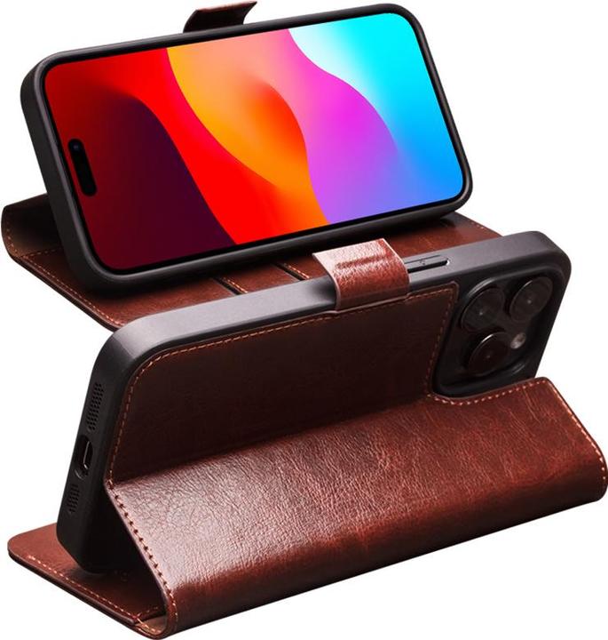 Produktbild QiAlino Hülle Flip mit magnetischem Verschluss Dunkelbraun (Apple iPhone 14 Plus)