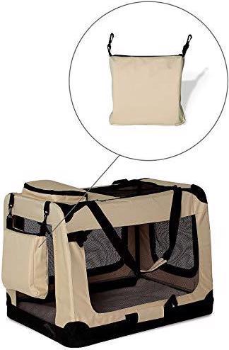 Produktbild Dibea Hundetransportbox M, Beige (Hund, Katze, Kleintier, Waschbar, Atmungsaktiv, Abschliessbar, Komplett zu öffnen, Faltbar)
