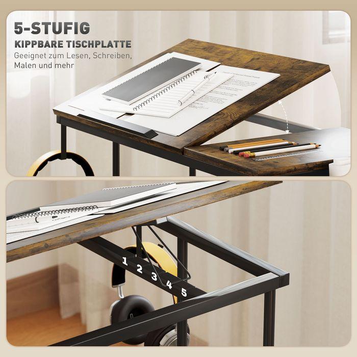 Produktbild Swisshandel24 Höhenverstellbar Schreibtisch, 92 x 40 cm, Computertisch mit Rollen, Plattform