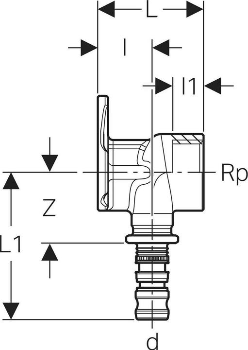 Actual product image Geberit Mepla wall plate 20 mmx3/4 52mm