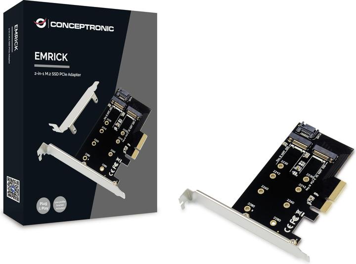 Produktbild Conceptronic EMRICK 2-in-1-M.2-SSD-PCIe-Adapter SATA AHCI NVMe