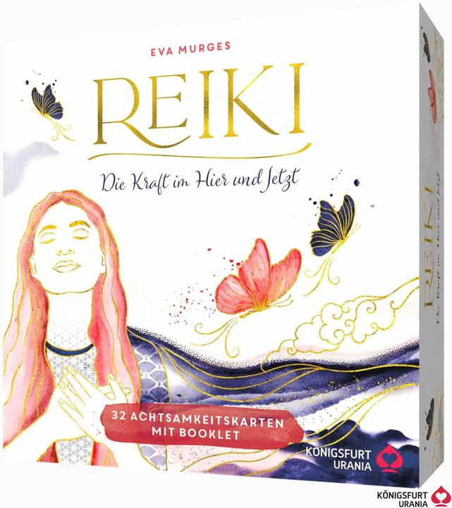 Produktbild Reiki – Die Kraft im Hier und Jetzt: 32 Achtsamkeitskarten mit Goldfolie und Goldschnitt (Deutsch, Eva Murges, 2024)