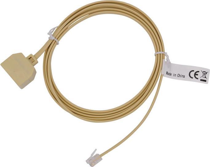 Produktbild RND Electronics Telefonkabel / Modularkabel, RJ11-Stecker - 2x RJ11 Buchse, Flach, 2m, Elfenbeinfarben