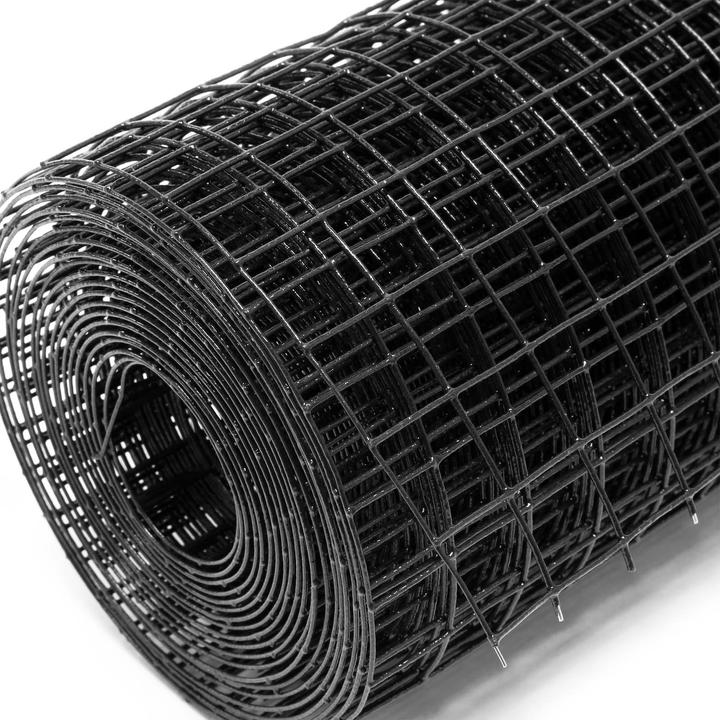 Immagine prodotto Wiltec Rete metallica nera 12x12mm Quadrati 10m Rotolo, 50cm Larghezza, in acciaio zincato rivestito in PVC
