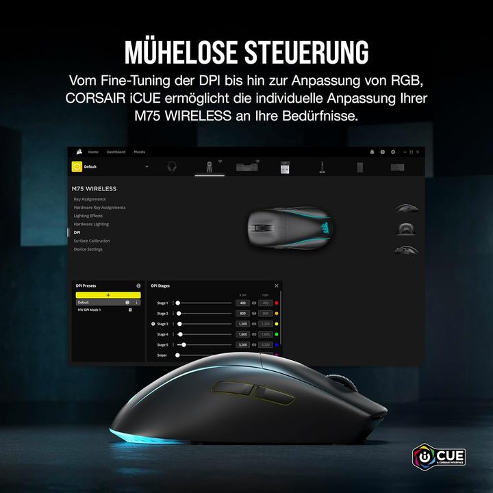 Produktbild Corsair M75 (Kabellos, Kabelgebunden)