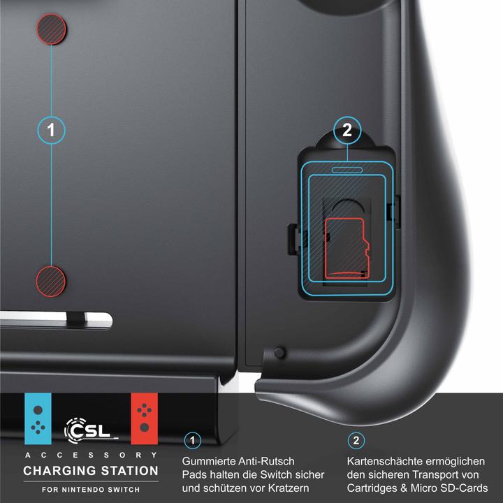 Immagine prodotto CSL Custodia per batteria Nintendo Switch da 10000mAh, powerbank per controller con impugnature (Switch)