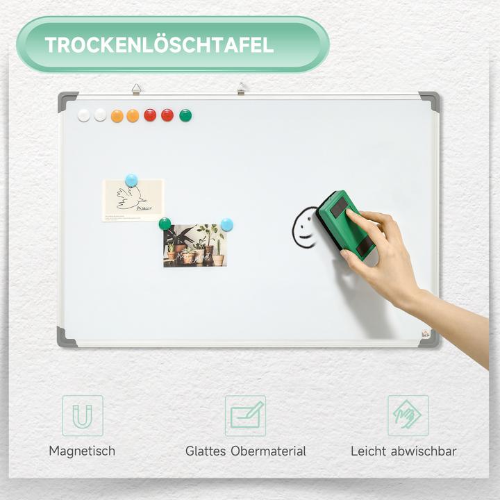 Produktbild Homcom Whiteboard mit Trockenwischer, Magneten und Stiften (90 x 60 cm)