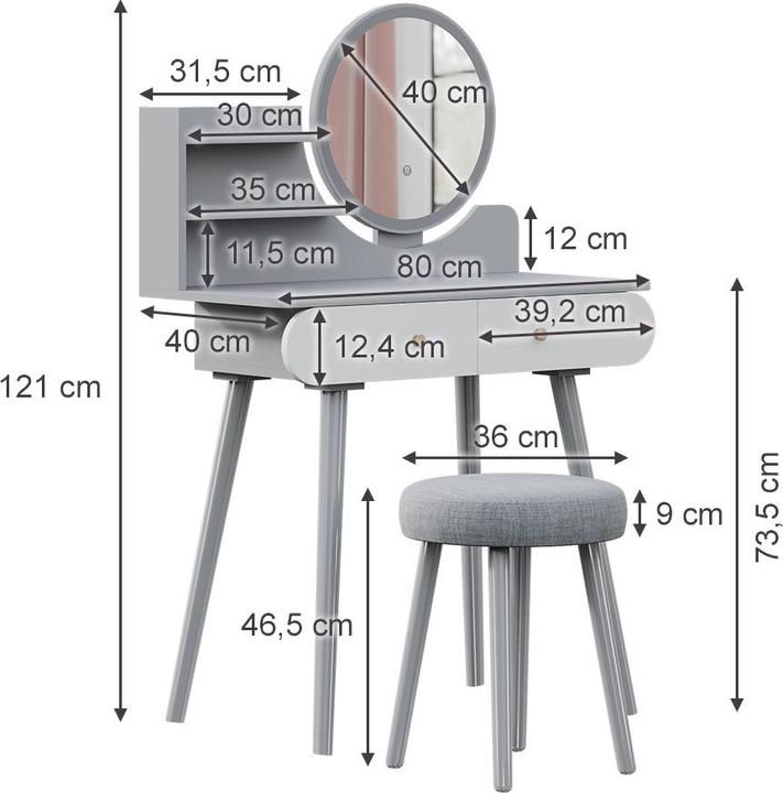 Actual product image Vicco Edda (80 x 40 x 121 cm)