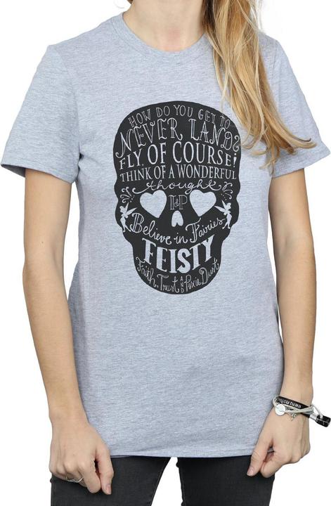 Actual product image Disney Womens/Ladies Tinker Bell Skull Cotton Boyfriend T-Shirt (XXL)