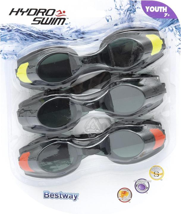 Productafbeelding Bestway Hydro-Swim Focus Goggle Set, Unisex, Geassorteerde kleuren, Zwart, Transparant, Zwart, Jeugd, 7 j