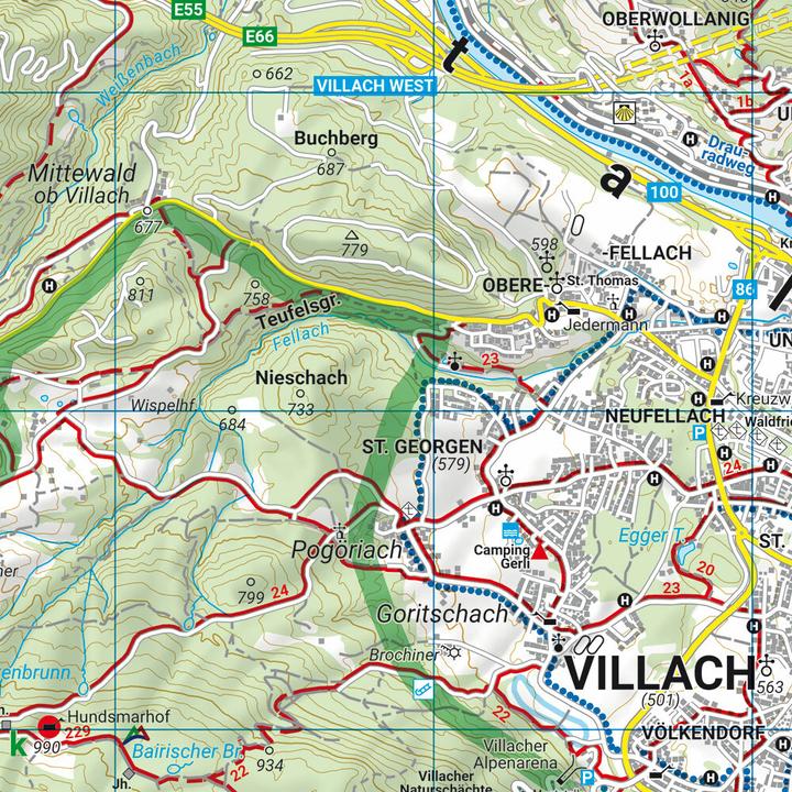 Immagine prodotto Villach - Faaker See, carta escursionistica, ciclistica e del tempo libero 1:50.000, freytag &