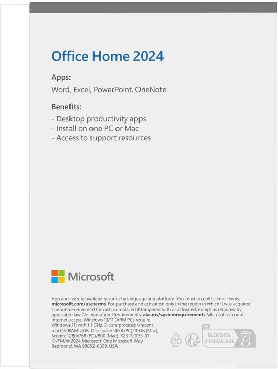 Produktbild Microsoft Office Home 2024 (UK) (1 User, unbegrenzt)