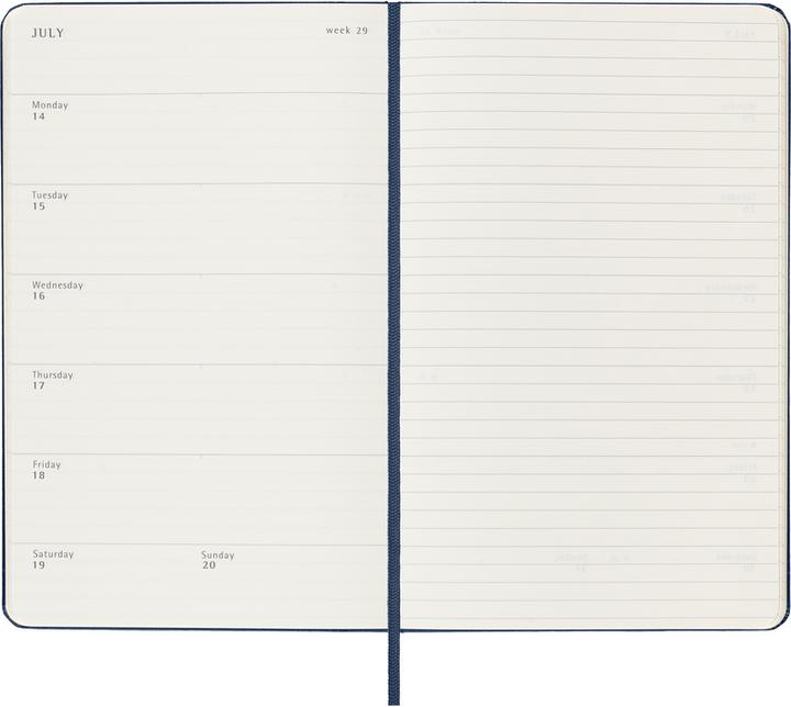 Productafbeelding Moleskine 18 maanden weekkalender 2024/2025, L/A5, 1 week = 1 pagina, rechts gelinieerd (A5, Engels)
