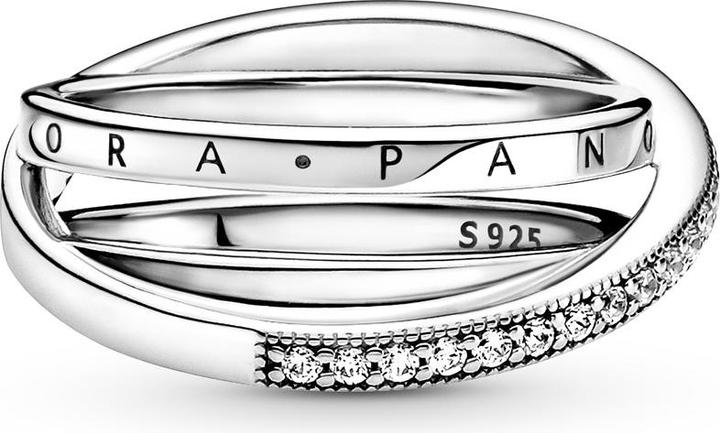 Image du produit Pandora Bague à triple ruban pavé Crossover Logo (60, Argent 925)