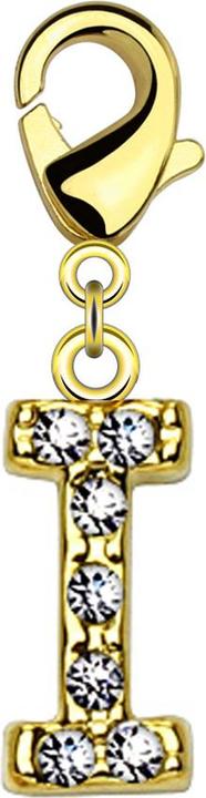Image du produit Star Piercing Pendentif 14k doré avec cristal lettre I (Laiton)