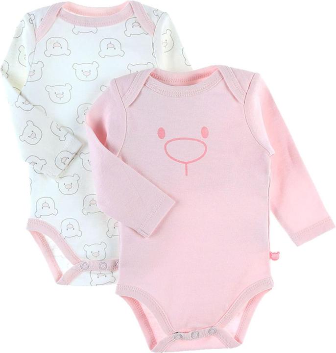 Produktbild Noukies Langarm-Body 2er Set Weiss/Rosa Gr. 74 (74)