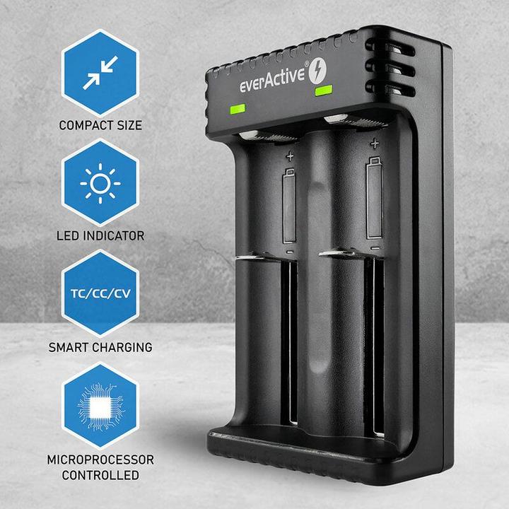 Immagine prodotto Everactive Batterieladegerät für Li-Ionen-Akkus LC-200 (1 pz., AAA, AA, C, AAAA, 2200 mAh, Caricabatterie senza batteria)