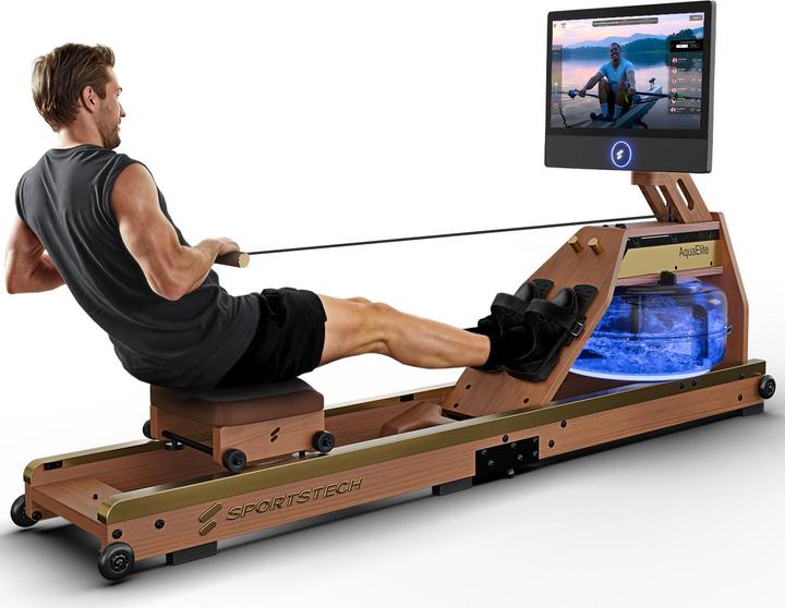(Set-A) Sportstech Rudergerät AquaElite Walnut