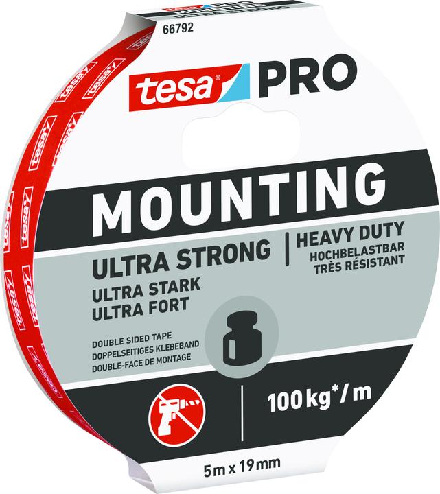 Produktbild tesa PRO Mounting TRANSPARENT Montageband, doppelseitig, selbstklebend (19 mm)