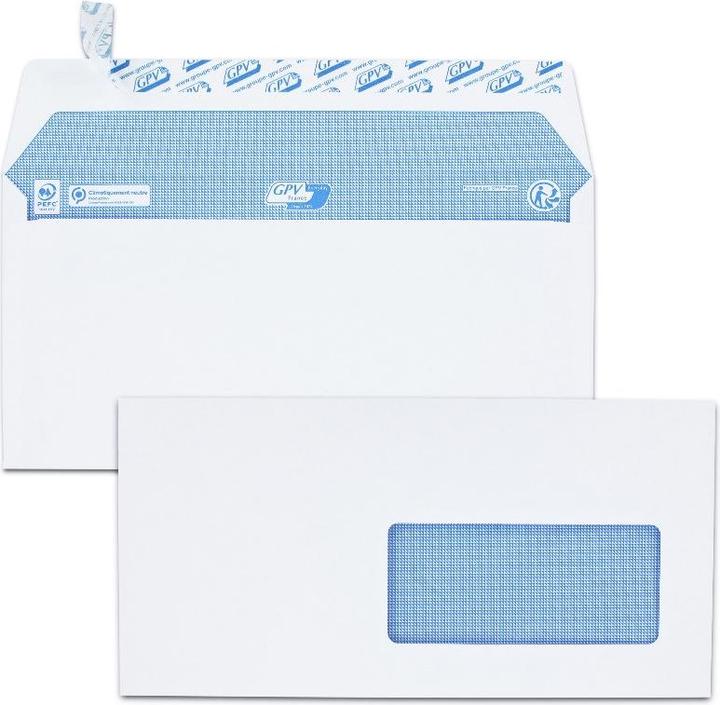 Actual product image GPV Envelopes, DL, 110 x 220 mm, white, with window (110 x 220 mm, 200 x)