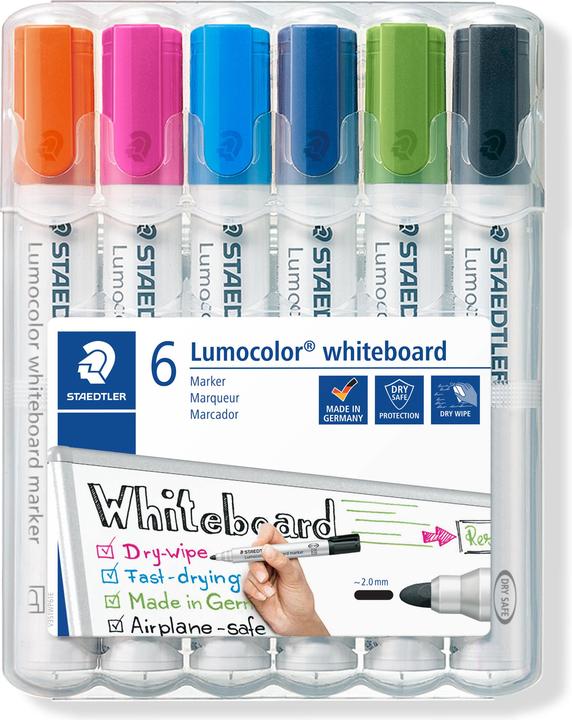 Actual product image Staedtler Lumocolor (1 x 351-4(orange) each, -30(light blue), -53(light green), -9(black), -3(blue), -20(pink), 2 mm, 6 x)