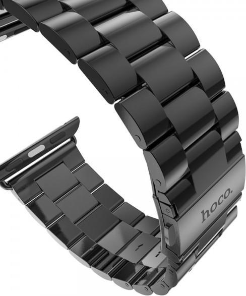 Produktbild Hermex Apple Watch 40mm 38mm Series 3 / 2 / 1 HOCO Edelstahl Armband mit Adapter GRAU GUN GREY SCHWARZ