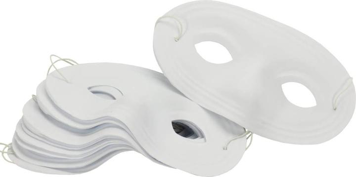 Produktbild trendmarkt24 Kinder Halbmasken 12 Stück aus Kunststoff 16x9 cm weisse Gesichtsmaske mit Gummizug Faschingsmaske