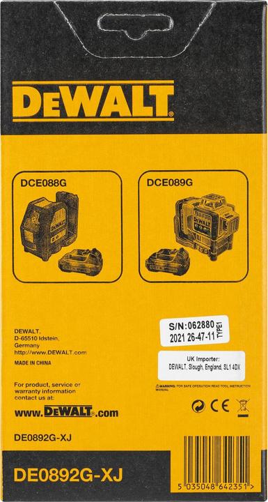 Productafbeelding DeWalt DE0892G-XJ Laser Niveau Referentie Niveau 510 nm (< 1 mW)