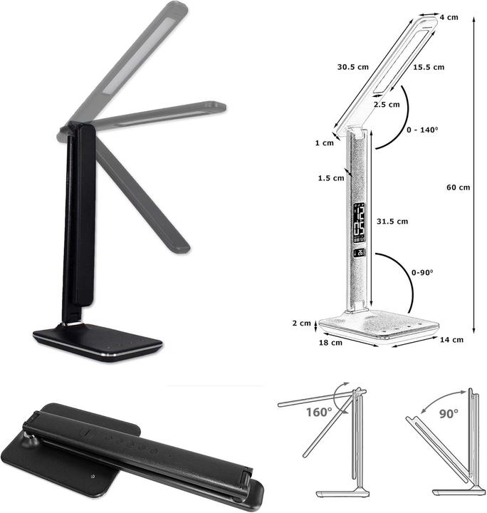 Immagine prodotto Tec Dimmbare LED-Tischlampe mit USB-Anschluss und Display (450 lm)
