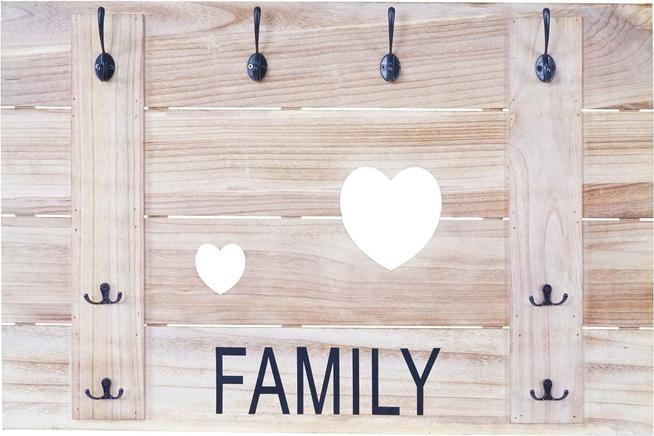 Image du produit Mendler Portemanteau mural Family, panneau de vestiaire Portemanteau, look shabby vintage, 8 crochets
