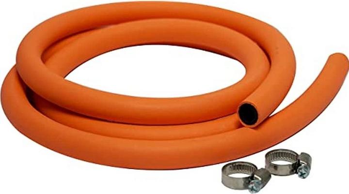 Cozze Schlauch für Gas Regler, 2,0 m & 2 x Klemmband für Schlauchzapfen