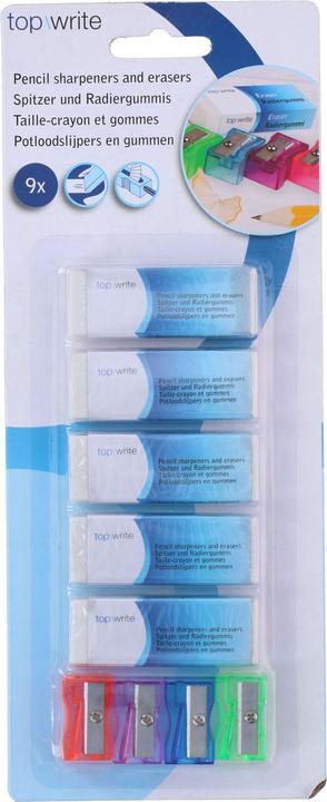 Actual product image Topwrite Sharpener & Eraser 9pcs.